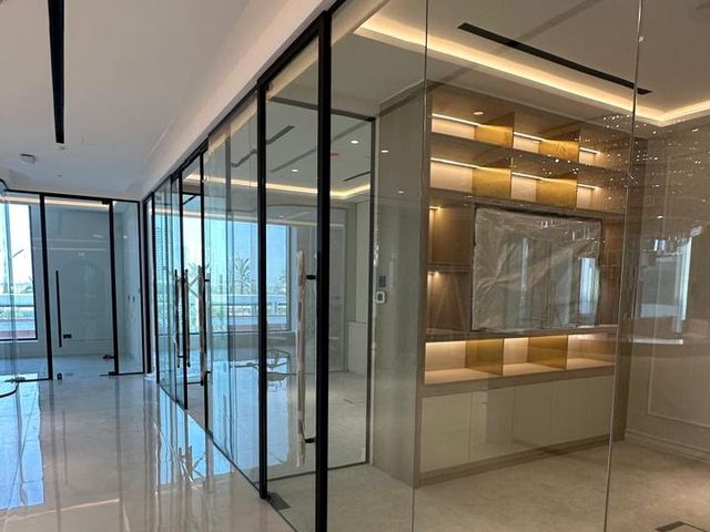 Glass office partitions installed by Pillarstone