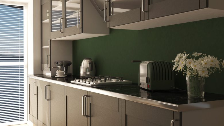 3D render of a contemporary kitchen interior